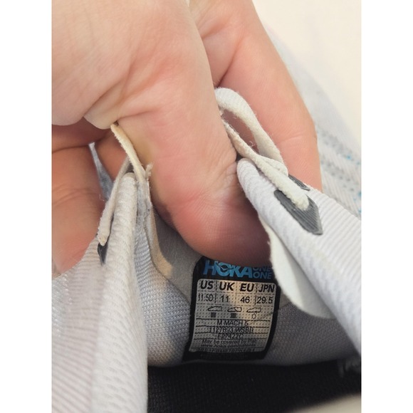 Hoka One One Mach 5 Shoes Mens Size 11.5 White Blue Running PROFLY+ Cushion - Picture 13 of 14